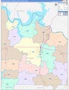 Sherman-Denison Metro Area Wall Map Color Cast Style